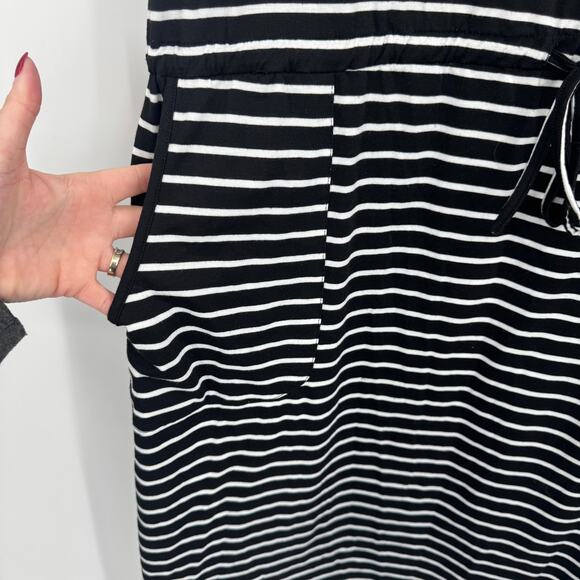 Emery Rose Women's Short Sleeve Striped Drawstring Black White Shirt Dress 4XL - Picture 5 of 10
